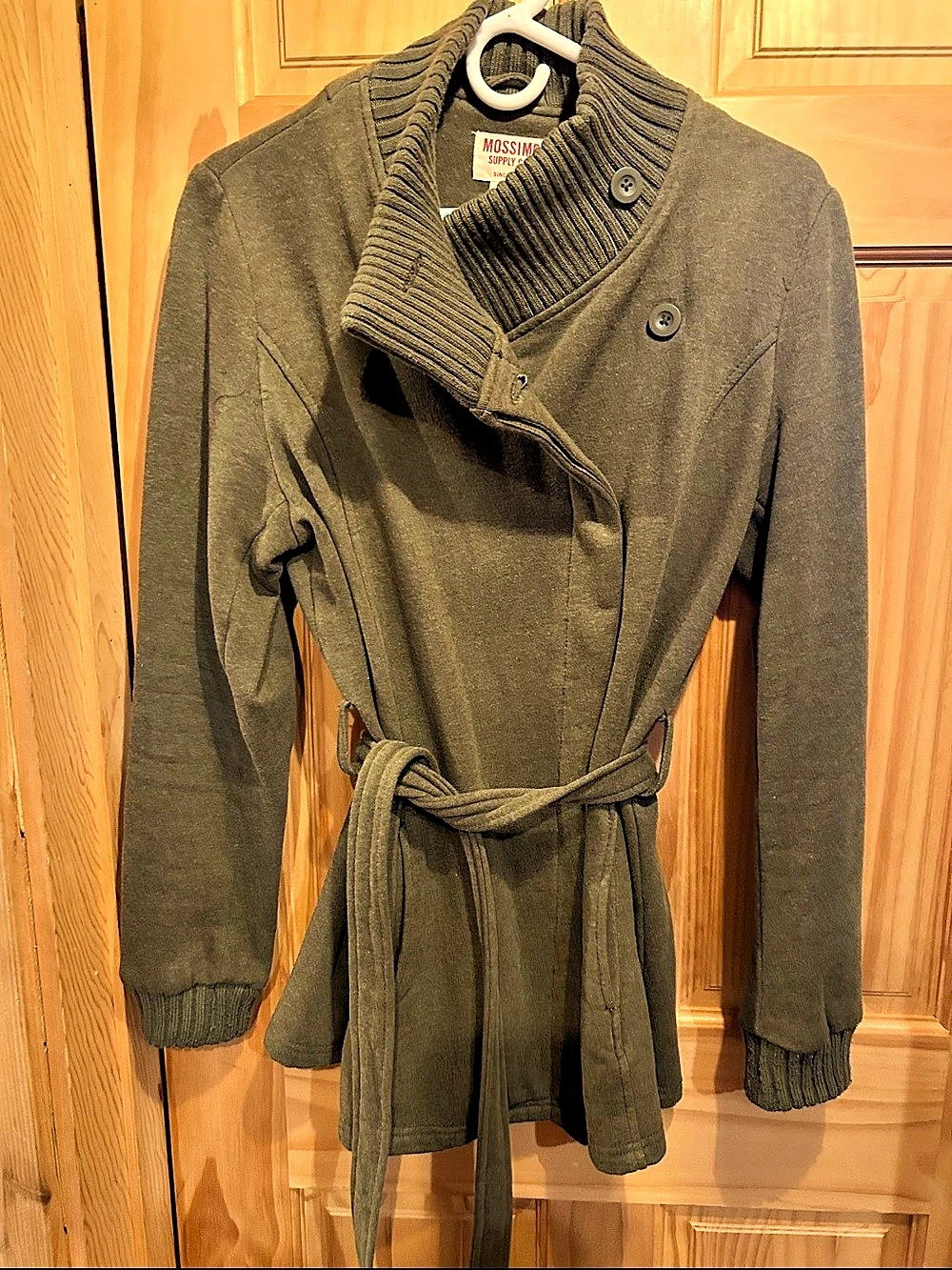 Mossimo Olive Belted Shawl Collar Cardigan Size Medium